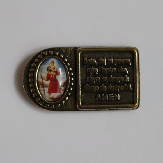 Plakietka metalowa (RYS-mini) Święty Krzysztof