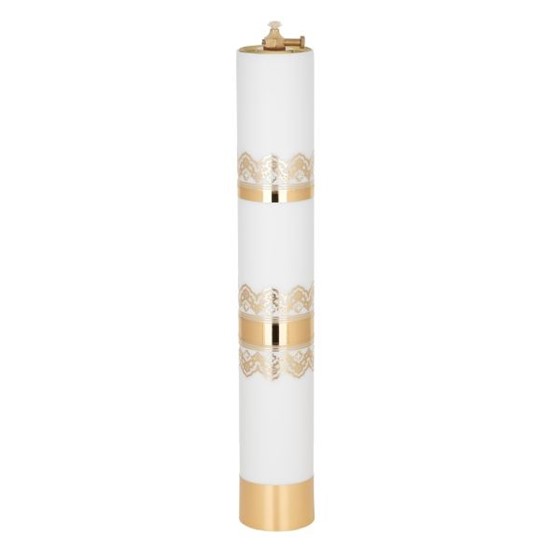 Świeca olejowa - wys. 40cm, śr.63mm /biała - złota