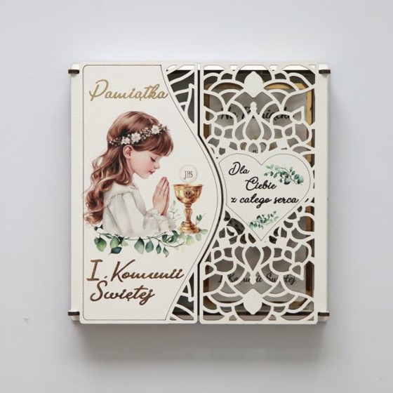 Pudełko komunijne (KW) okienko /dziewczynka