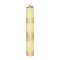 Świeca olejowa - wys. 40cm, śr.63mm /biała - złota