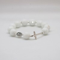 Bransoletka (PR-różaniec, 10) /agat biały faset