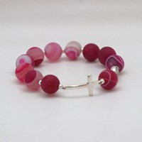 Bransoletka (PR-różaniec, 10) /agat amarantowy mat