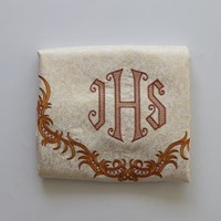Welon haftowany - IHS (K-511) złota nitka