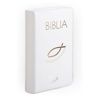 Biblia z rybką /biała skóra; zamek
